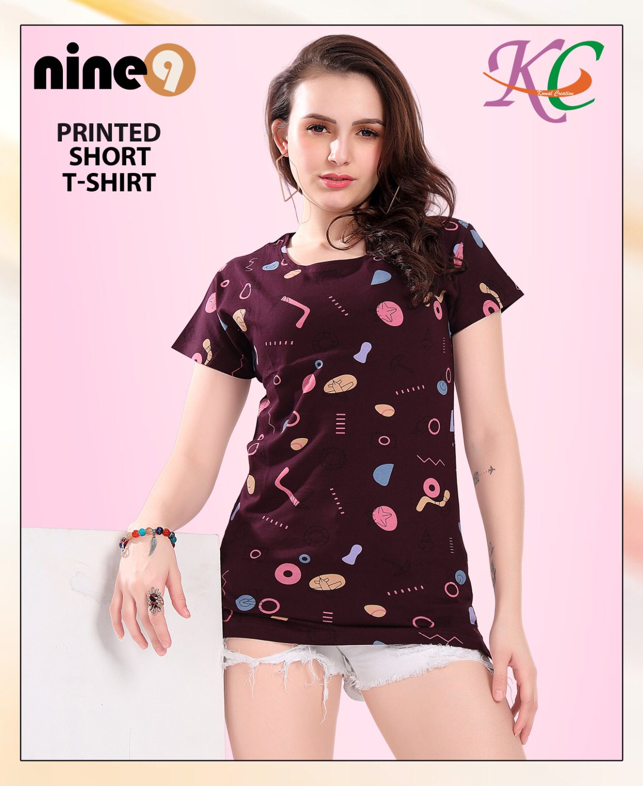 Nine Printed Short Ladies Top Catalog